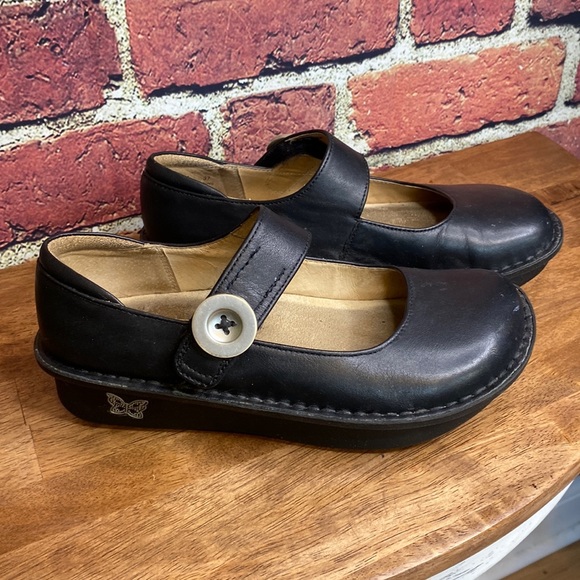 Alegria Shoes - Alegria Black Leather Mary Jane Slip On Clog Nursing Shoe Size EU 37